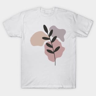 Minimal Modern  Abstract Shapes  leave  Warm Tones  Design T-Shirt